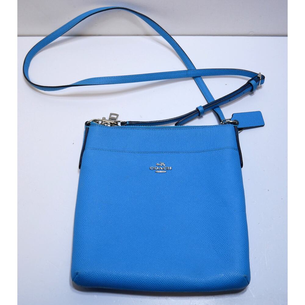 Coach Light Blue Crossgrain Leather Crossbody Purse Shoulder Bag